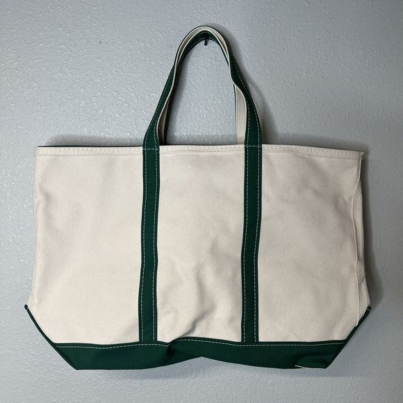 L.L. Bean Bags Vintage Ll Bean Boat And Tote Bag Canvas Green White